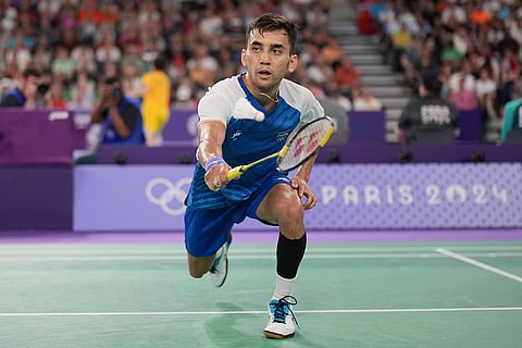 India's Lakshya Sen during men's singles badminton match